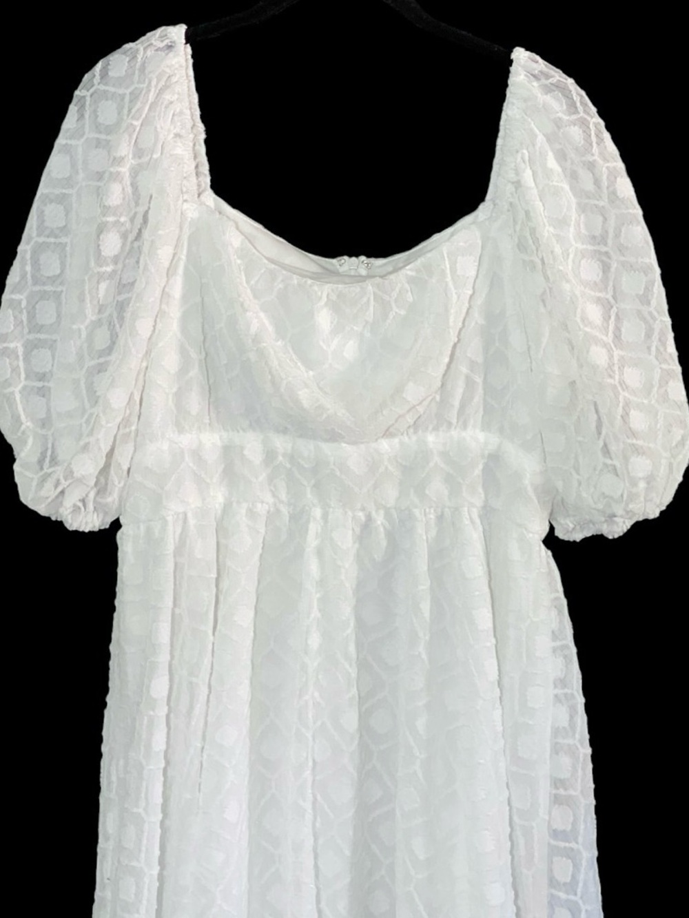 Jealous Tomato White Lace Babydoll Dress L Puff Sleeve Cottagecore Milkmaid - Picture 3 of 10